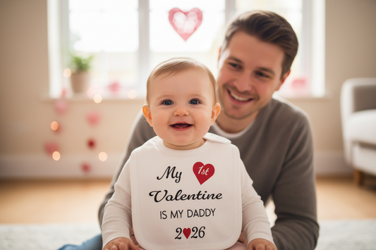 My 1st Valentine Is My Daddy 2026 Printed Bib