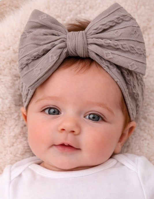 Baby Girls Grey Cable Knit Headband