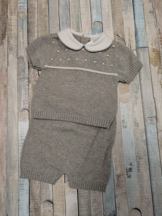 Nana's Special Buys Grey And White Knitted Short Set