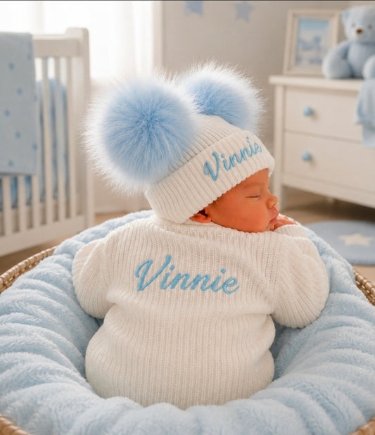 Personalised Unisex Baby White Ribbed Cardigan