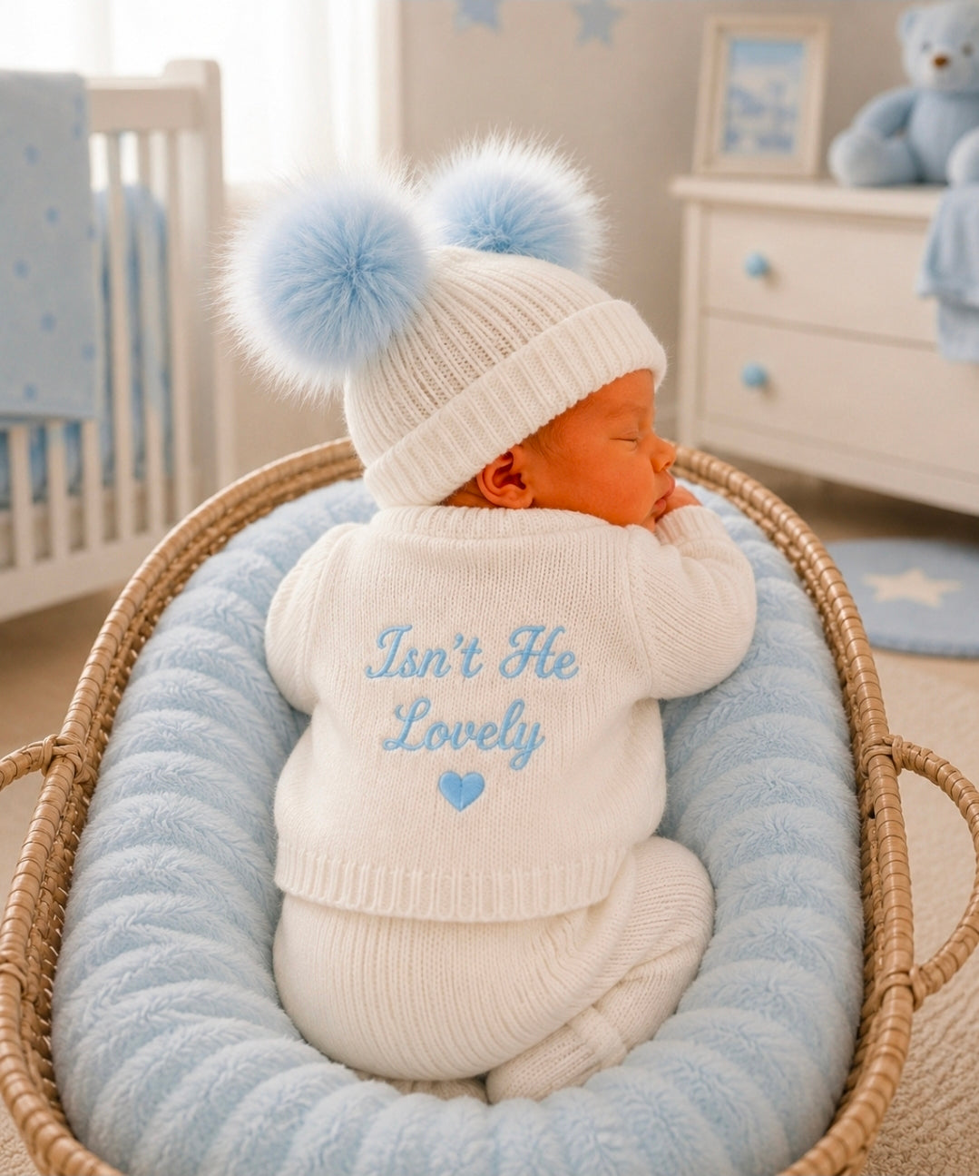 Baby Boys White Ribbed Isn't He Lovely Cardigan