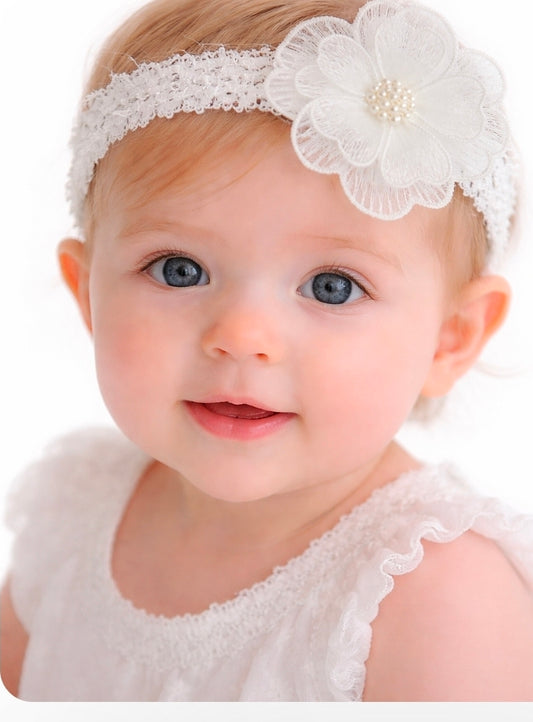Baby Girls Lace Flower And Pearl Headband