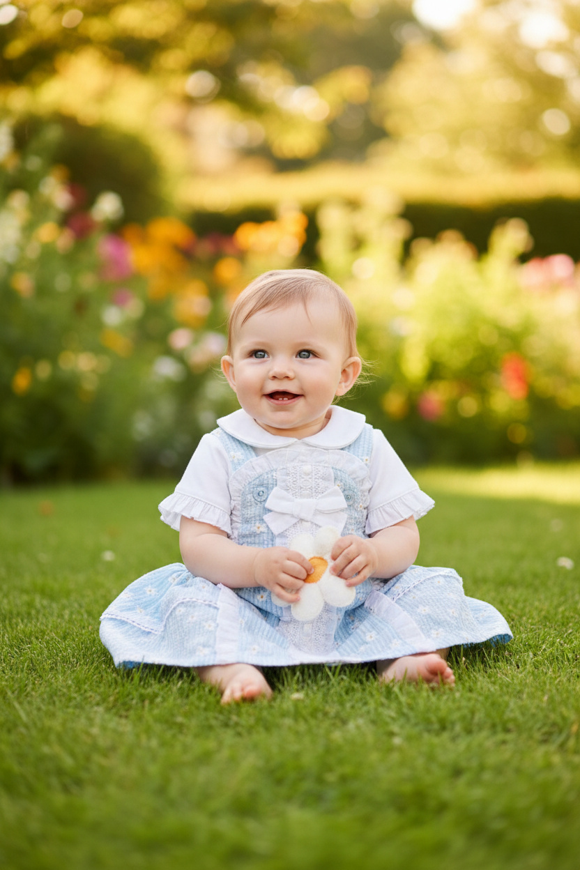 Baby Girls Sage Green Woven Spanish 2 Piece Dungaree Set