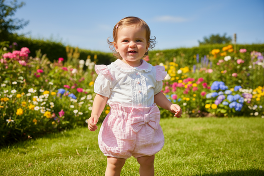 Girls Pink And White Short Set