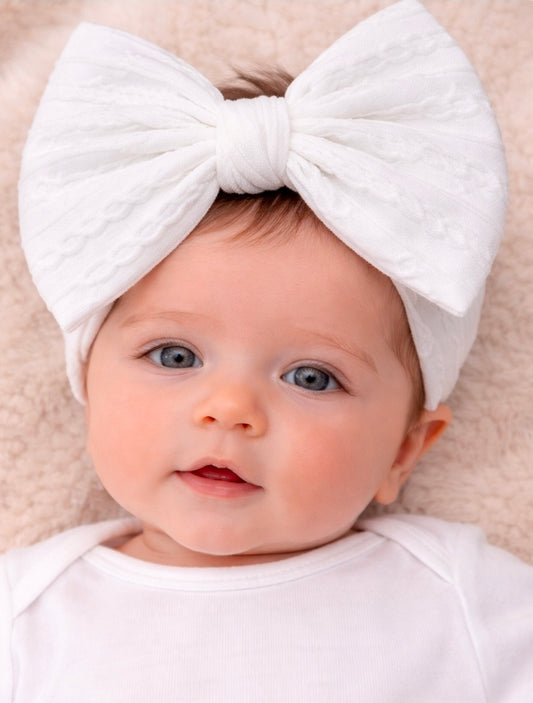 Baby Girls White Cable Knit Headband