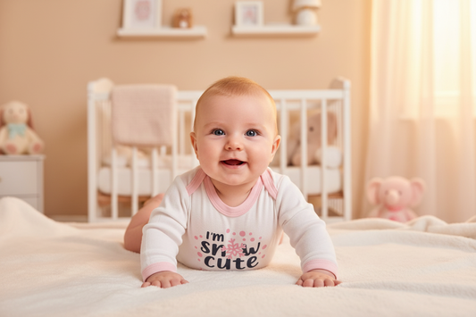 Personalised Baby Girls White And Pink Printed Snow Cute Babygro