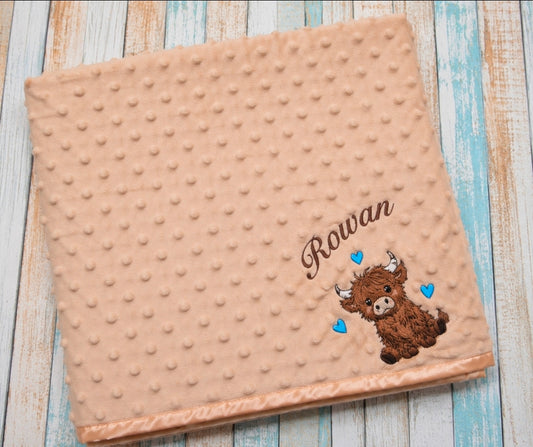 Baby Boys Beige Dimple Wrap With Brown Highland Cow