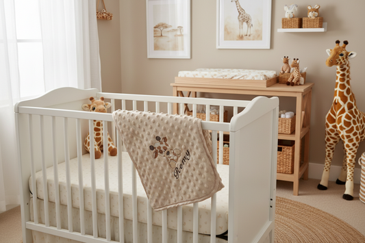 Unisex Baby Personalised Beige Gigi Giraffe Dimple Wrap