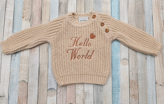 Unisex Baby Hello World Chunky Knit Jumper