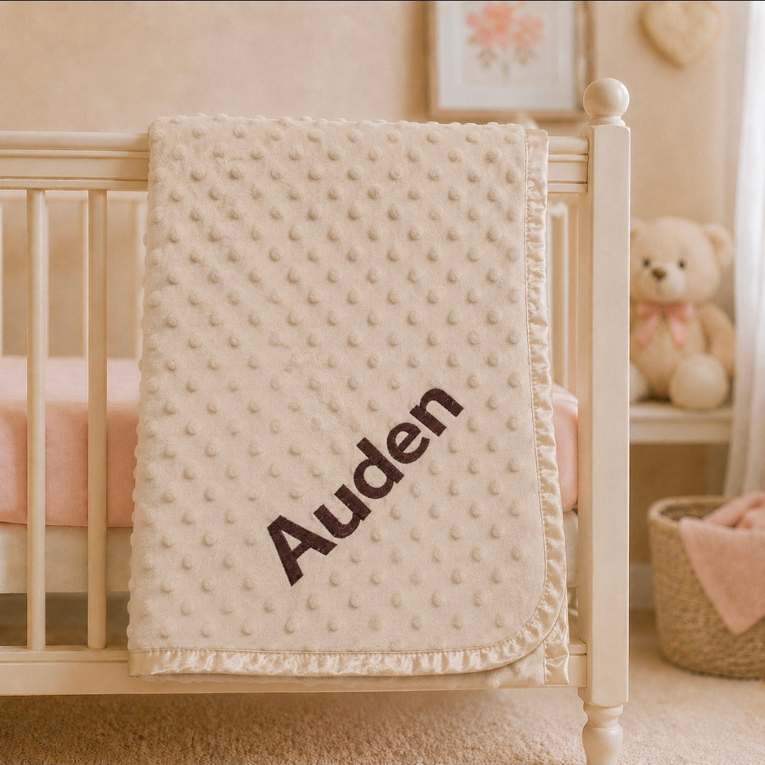 Personalised Beige "Dimple Embossed" Baby Wrap/Blanket