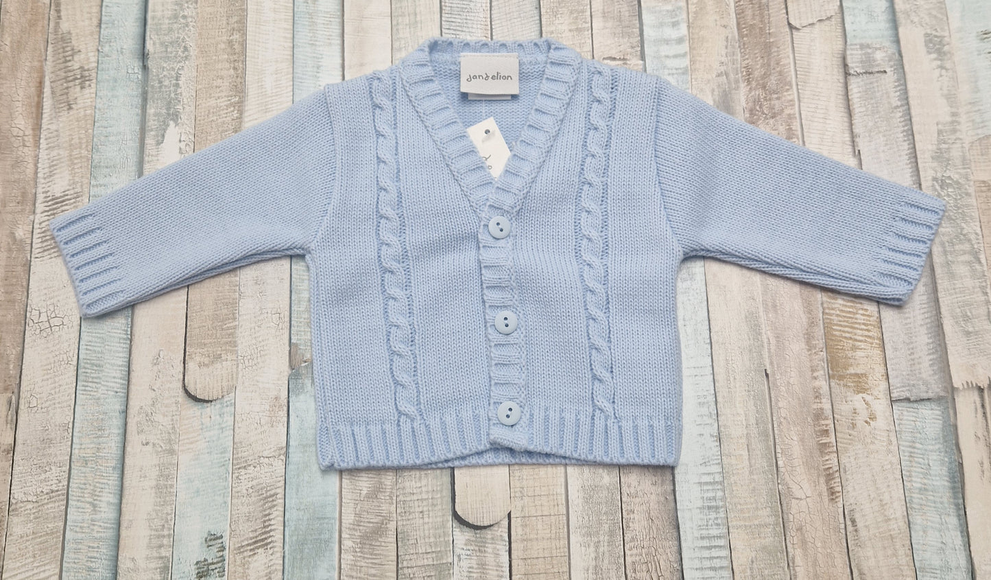 Personalised Baby Boys V Neck Cable Knit Blue Cardigan