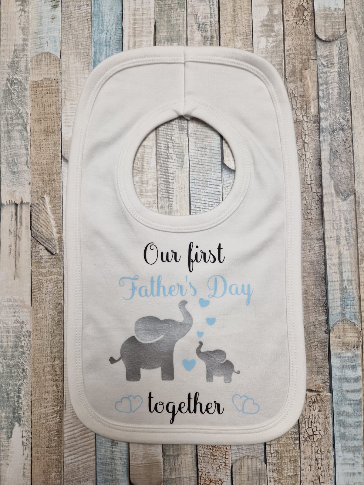 Our First Father's Day Together Elephant Design Baby Boys Bib
