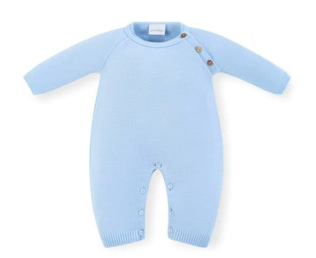 Baby Boys Blue Personalised All in one Footless Romper