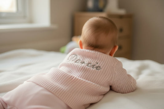 Personalised Pink Baby Girls V Neck Ribbed Cardigan