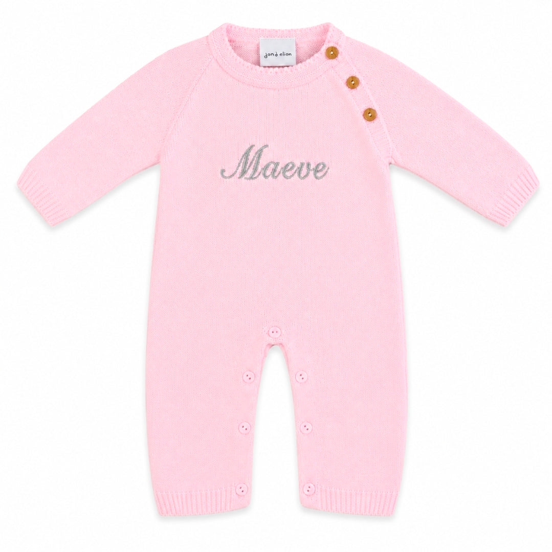 Baby Girls Pink Personalised All in one Footless Romper