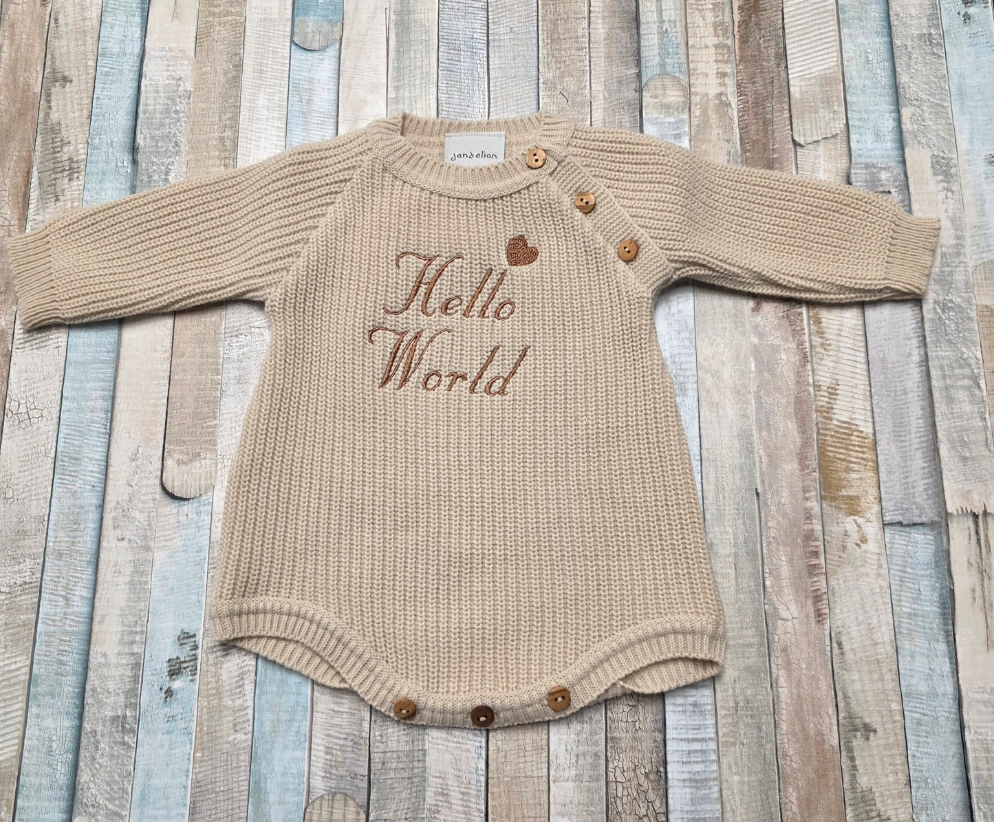 Nana B Unisex Baby Beige Hello World Romper And Beanie Hat