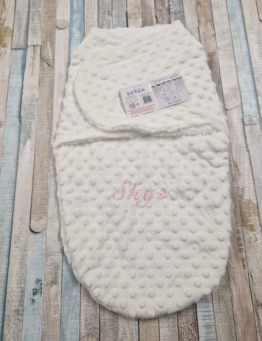 Personalised Unisex Baby White Bubble Design Swaddle Wrap