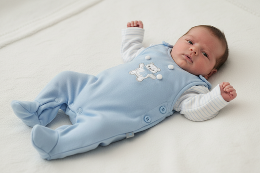 Premature Baby Boys Teddy And Snowball Design Dungaree Set