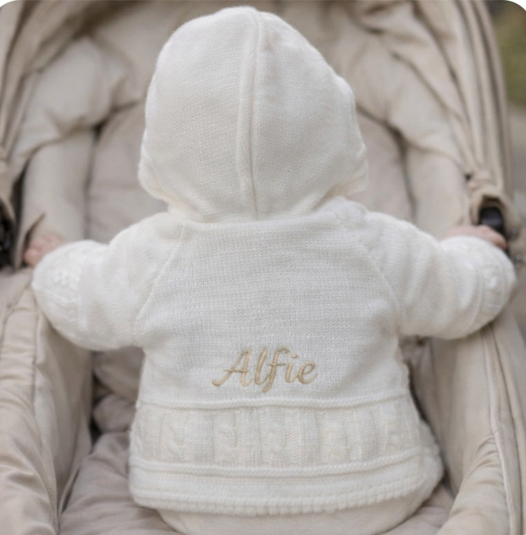 Unisex Baby White Hooded Pram Coat