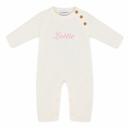 Baby Unisex White Personalised All in one Footless Romper