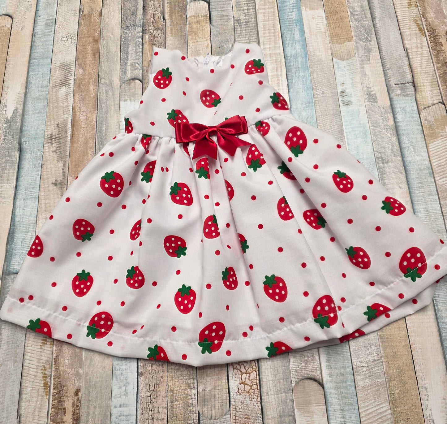 Baby Girls Sleeveless White Cotton Strawberry Dress