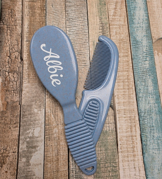 Baby Boys Blue Personalised Brush And Comb Set