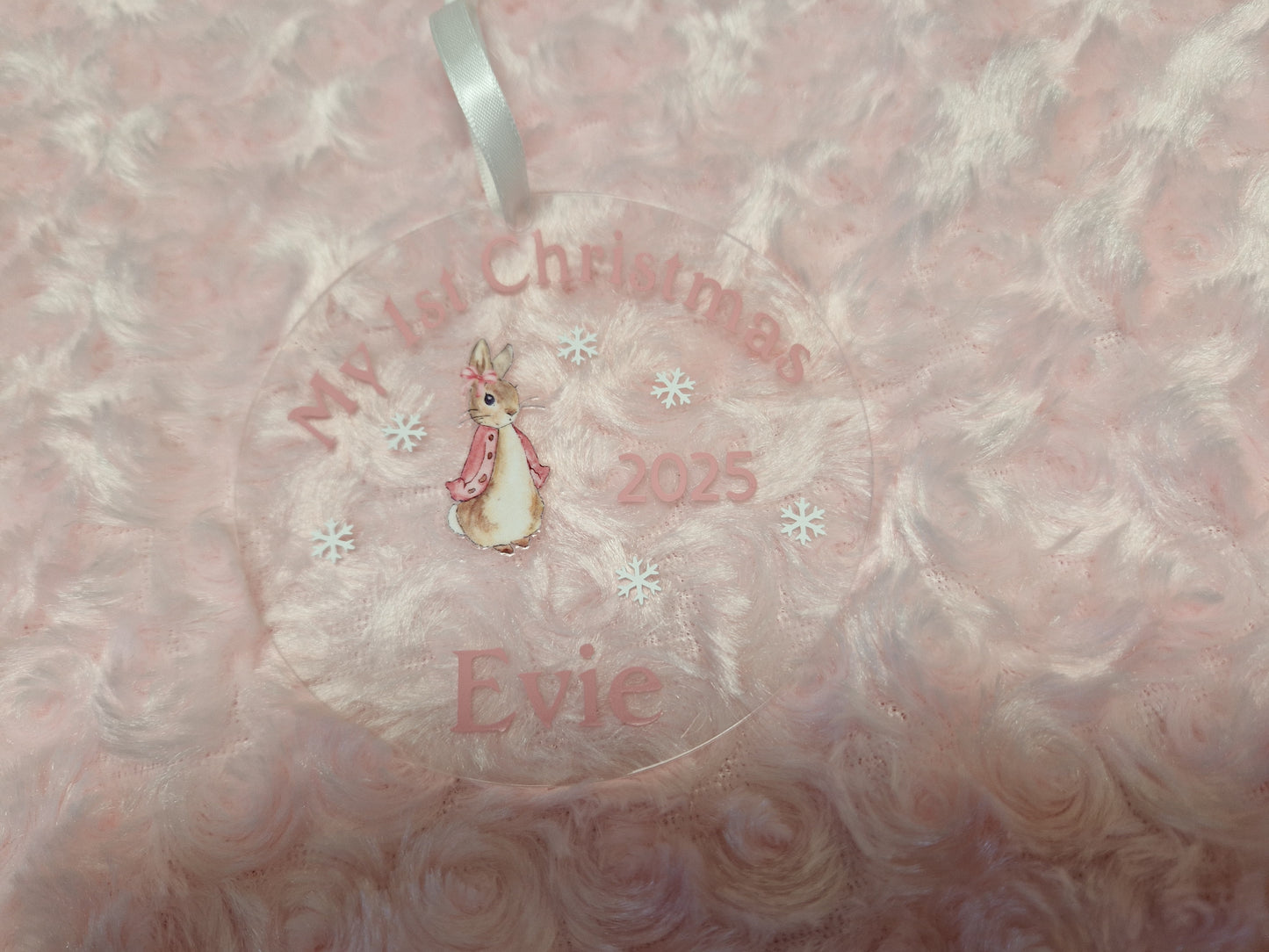 Baby Girls 1st Christmas Personalised Rabbit Disc