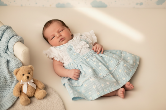 Baby Girls Sage Green Woven Spanish 2 Piece Dungaree Set