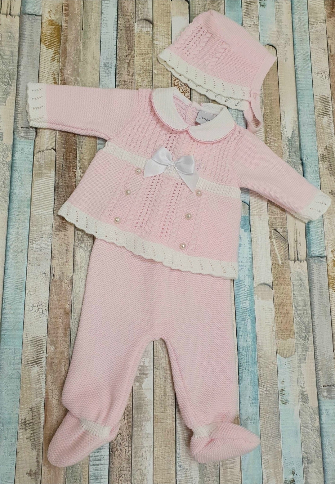 Baby Girls Pink & White 3 Piece Angel Top & Leggings Set