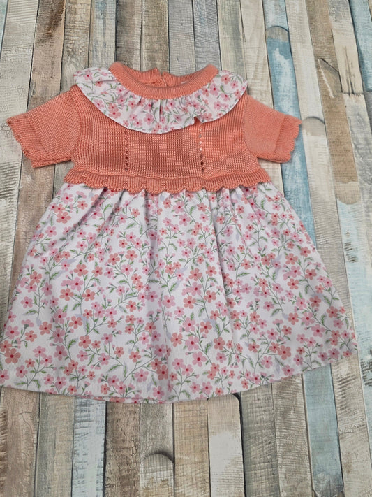 Nana's Special Buys Baby Girls Coral Half Knitted Dress
