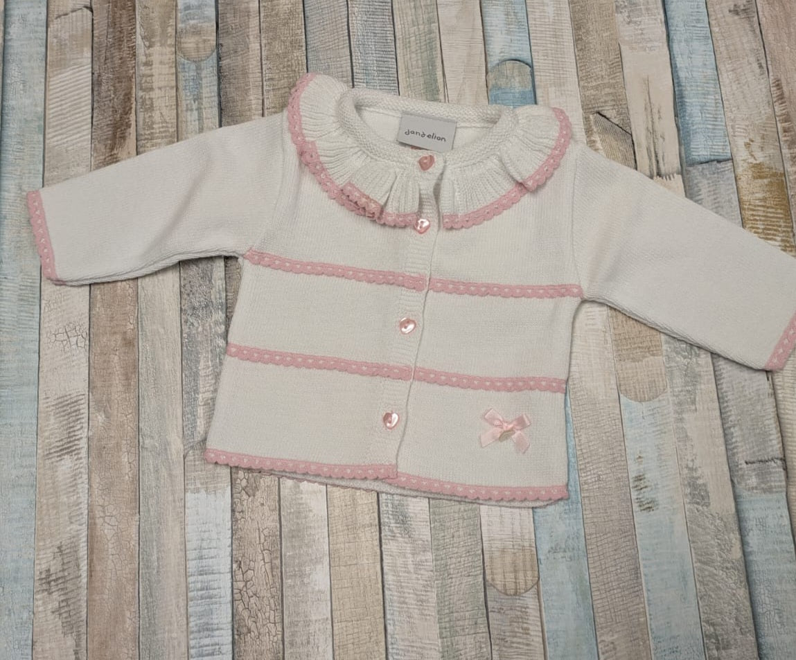 Nana's Special Buys Baby Girls White And Pink Cardigan