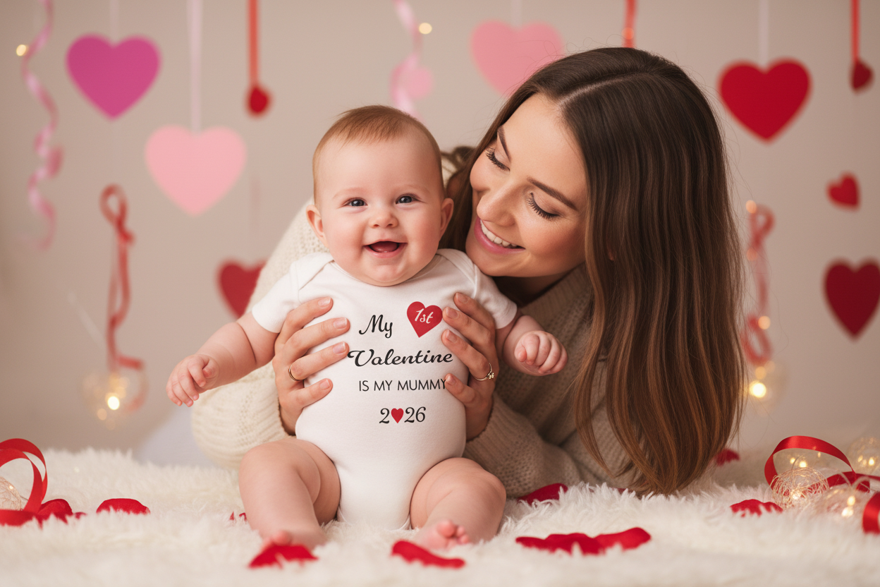 My 1st Valentine Is My Mummy 2026 Printed Vest