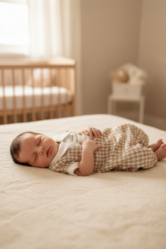 Baby Boys Chequered Romper Welcome to the World