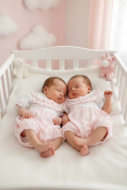 Premature Baby Girls Pink And White Safari Romper with Lace