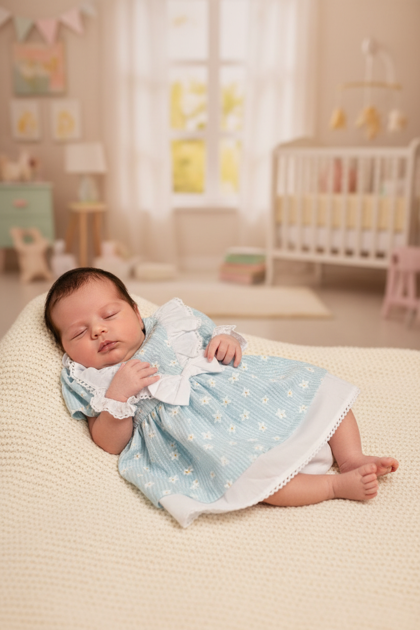 Baby Girls Sage Green Flower Dress And Pants