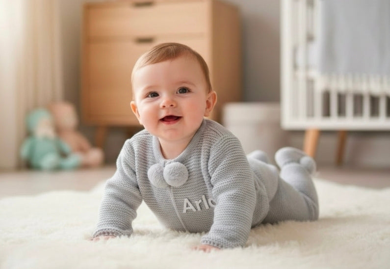 Nana's Special Buys Personalised Pebble Grey Pom Pom Set