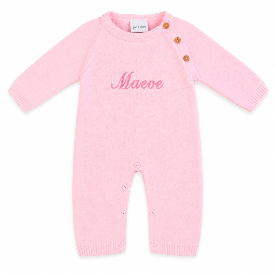 Baby Girls Pink Personalised All in one Footless Romper