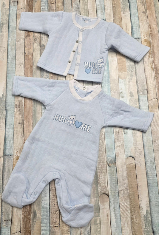 Baby Boys Blue Hug Me Babygro And Cardigan Set