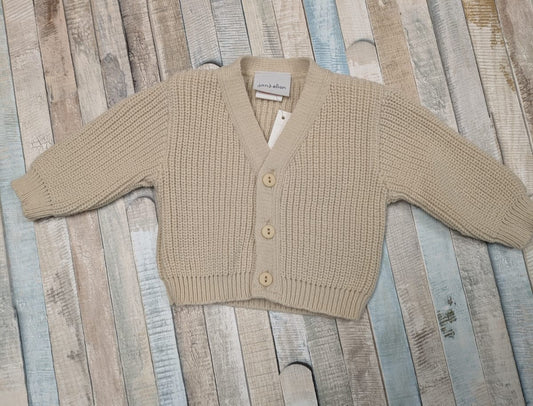 Nana's Special Buys Beige V Neck ribbed Cardigan