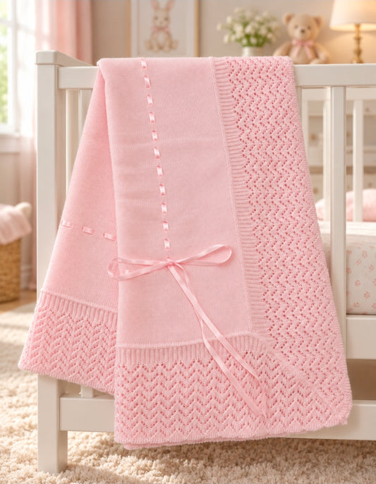 Baby Girls Pink Knitted Shawl
