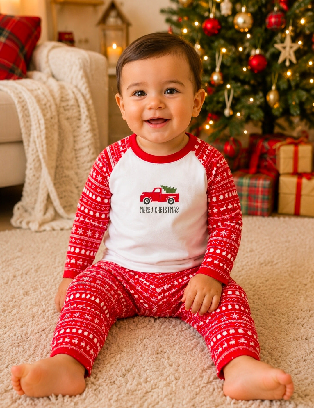 Personalised Red And White Christmas Pyjamas