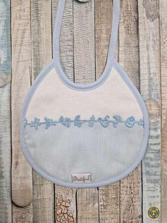 Baby Boys Personalised White And Blue Tie Bib