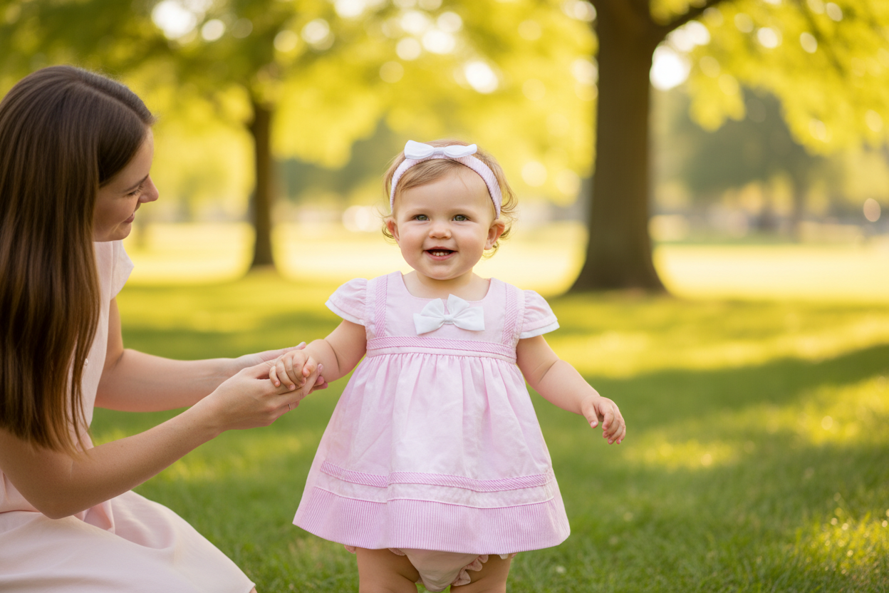 Baby Girls Pink Summer Dress And Pants With  Matching Headband