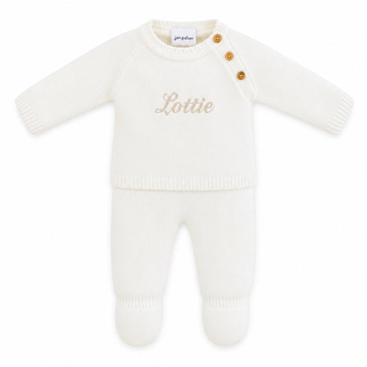 Baby Unisex White Personalised 2 Piece Set