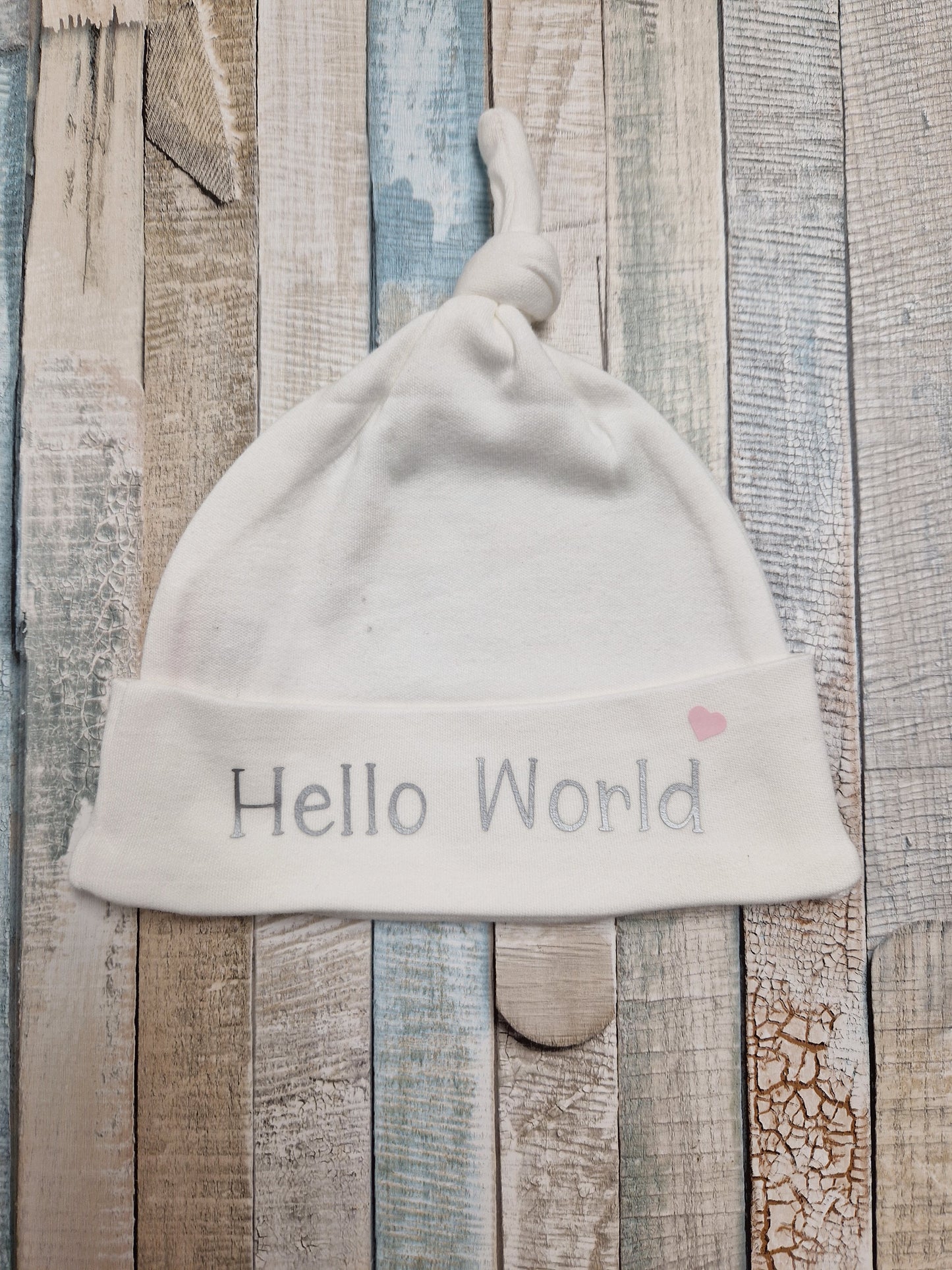 Baby Girls Hello World Cotton Knotted Beanie Hat
