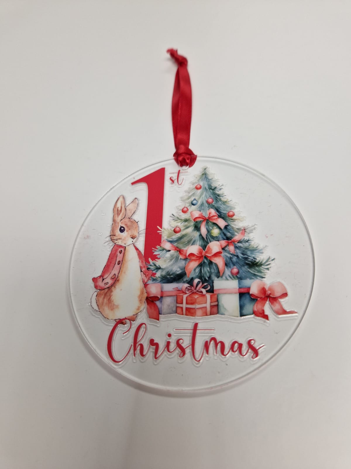 Baby 1st Christmas Red Rabbit Bauble Gift