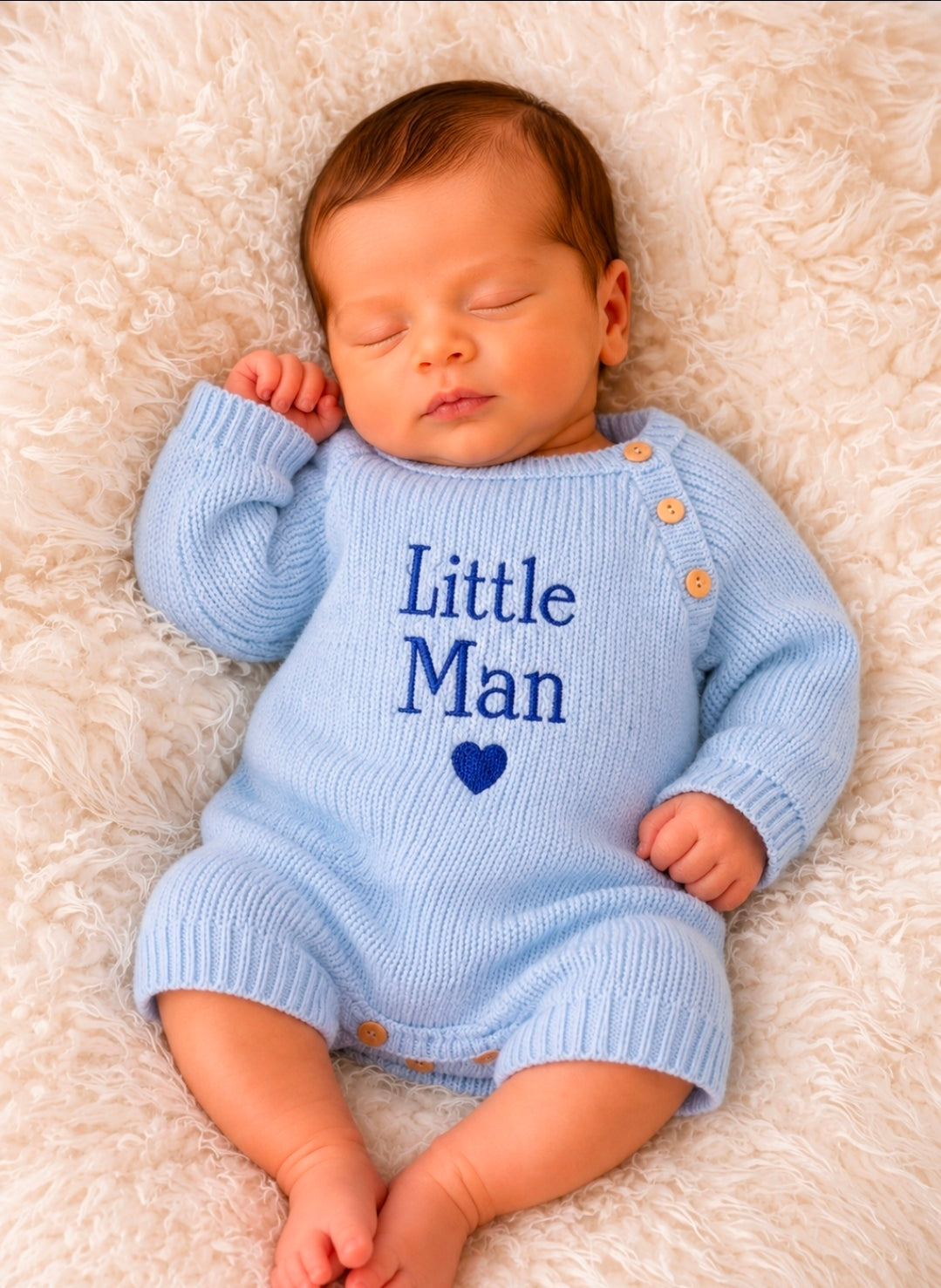 Baby Boys Blue Little Man Romper