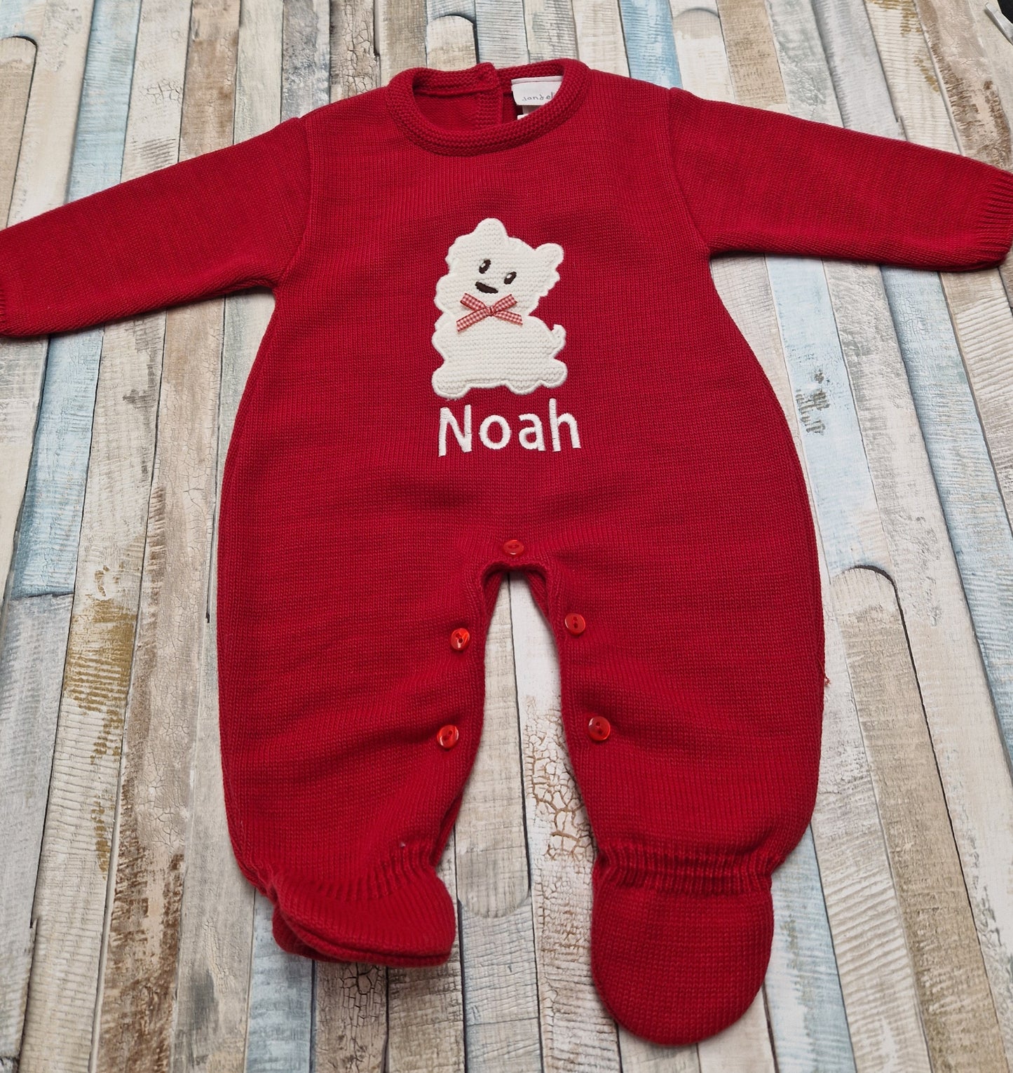 Personalised Dandelion Unisex Baby Red Scotty Dog Onesie