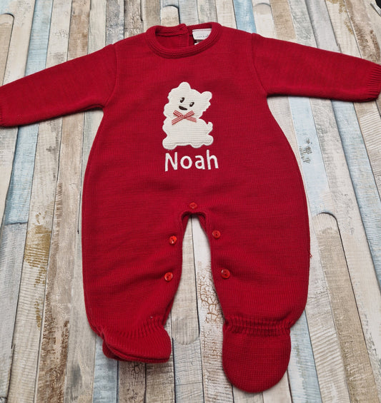 Personalised Dandelion Unisex Baby Red Scotty Dog Onesie