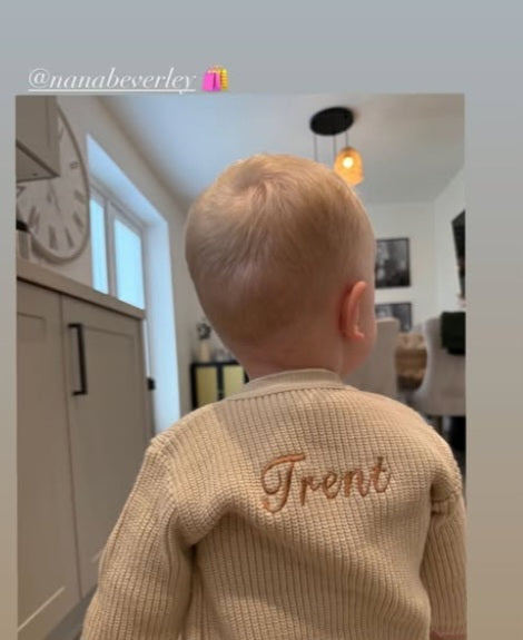 Personalised Unisex Baby Beige Ribbed Cardigan
